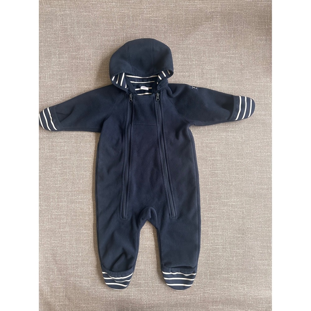 Polarn O. Pyret Navy Fleece Bunting Suit Double Zip Hooded 6-9M 74